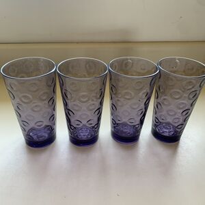 Set of 4-Circleware Purple Amethyst Plum Circles Ed, Optic 16oz Tumbler Glasses